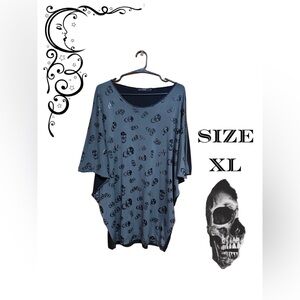 🖤 Goth Skull Print Batwing Top – UP-STAIRS – NWOT – Size XL 🖤